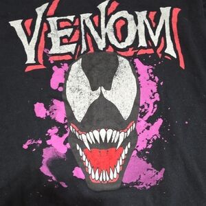 Marvel Black Venom Graphic Tee with Pink and Red Accents